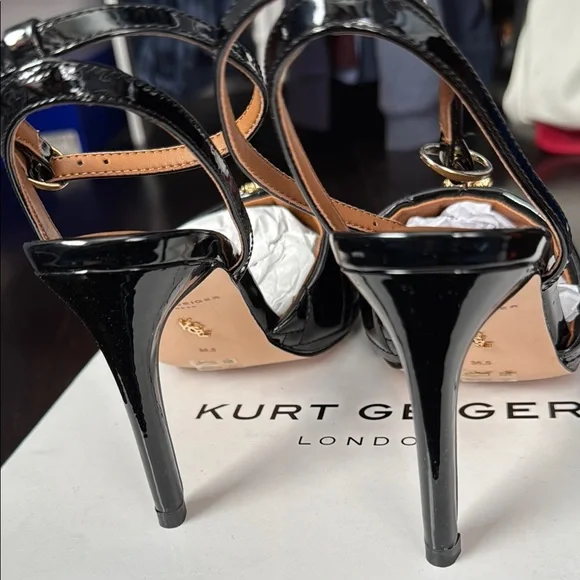 Kurt Geiger Black and Gold Stiletto Heels - Picture 5 of 5